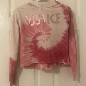 Justice Girls tie die cropped sweater
